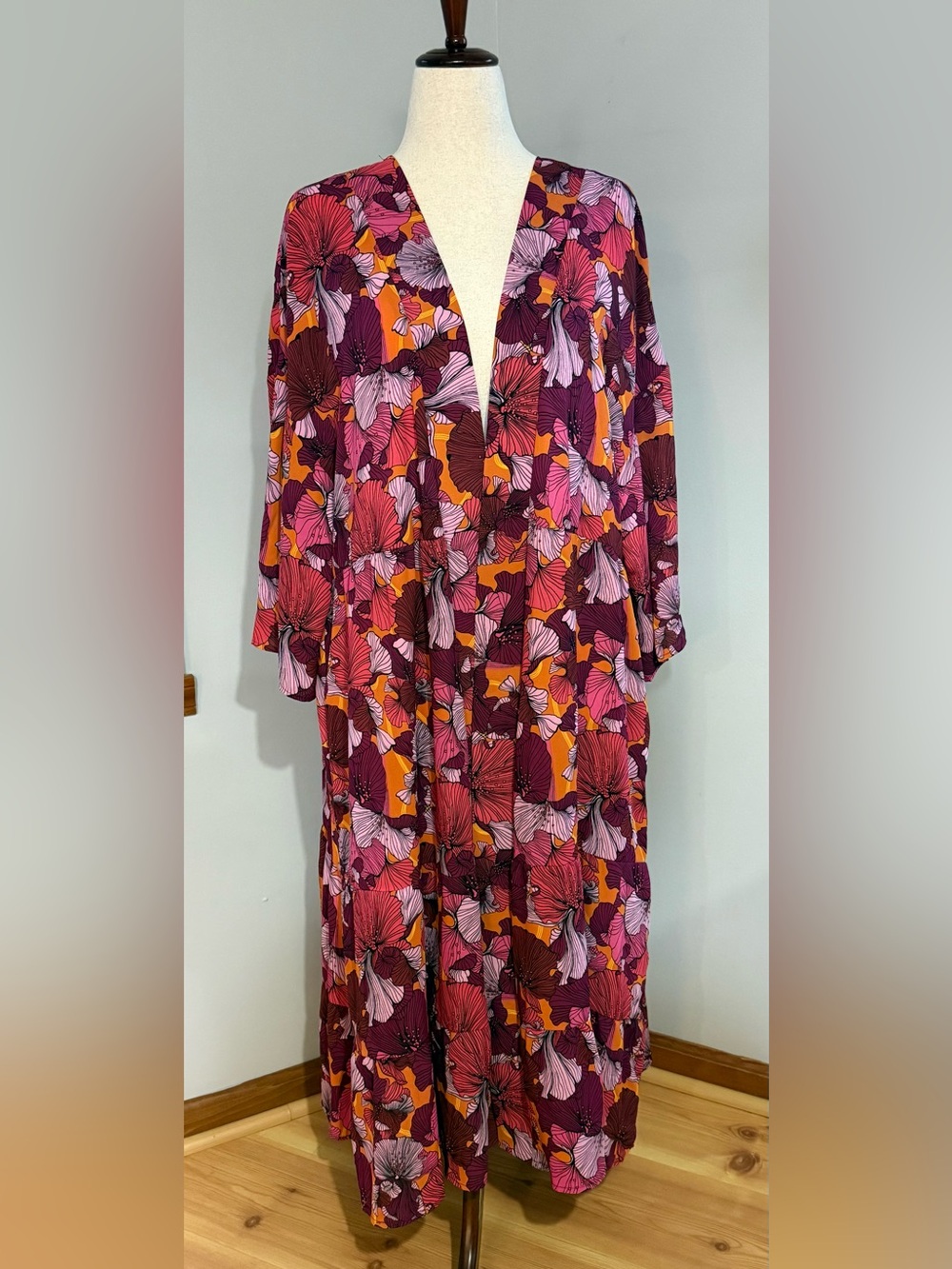 The Pioneer Woman Floral Duster Kimono L/XL Pink Orange Purple Boho